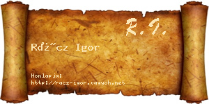 Rácz Igor névjegykártya